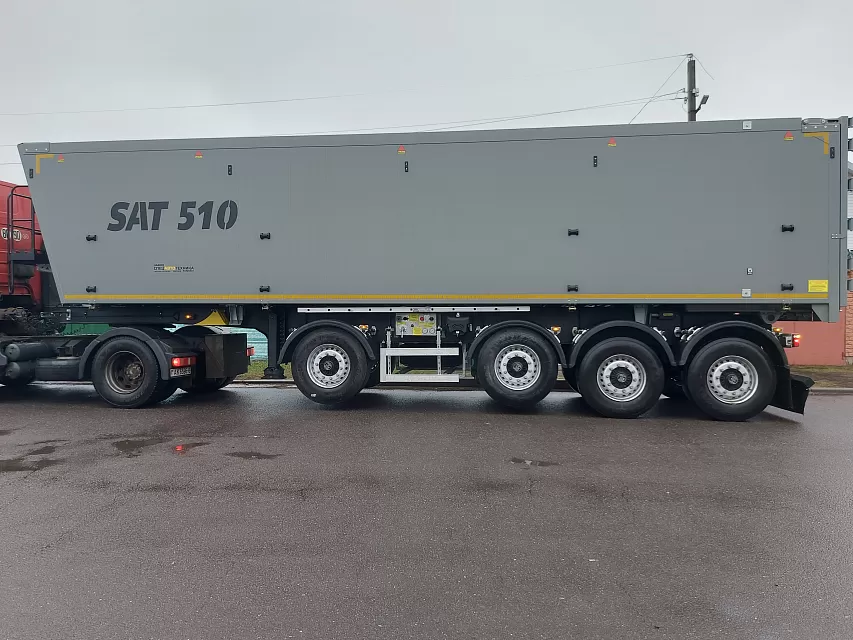 Полуприцеп самосвальный алюминиевый с боковой и задней разгрузкой и вынесенной осью sat510