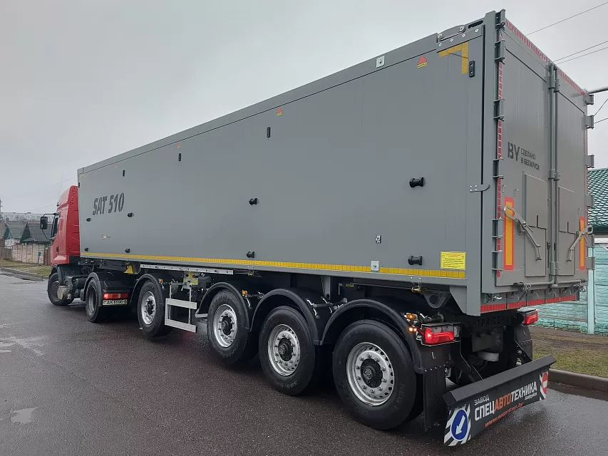 Полуприцеп самосвальный алюминиевый с боковой и задней разгрузкой и вынесенной осью sat510