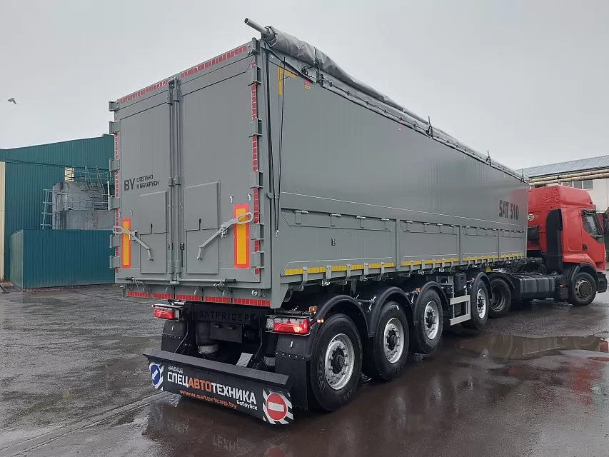 Полуприцеп самосвальный алюминиевый с боковой и задней разгрузкой и вынесенной осью sat510